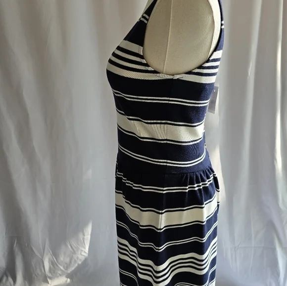 J Crew NWT Dress Black and White Stripe Sleeveless Button Back Mini XS - Picture 4 of 10